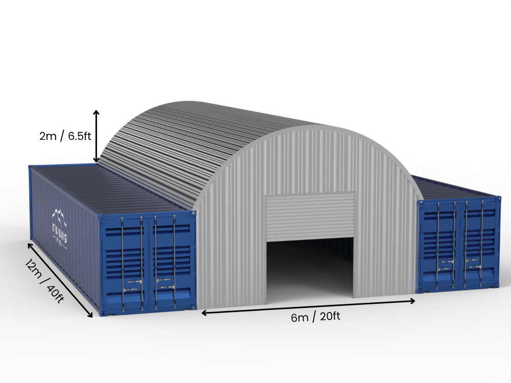 Portée de 8m (26ft) | Auvents en conteneur en acier 26ft de largeur, 10ft de hauteur (8m x 3m)