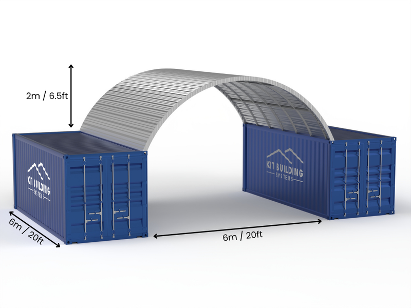 Auvents en conteneur en acier - 20ft x 20ft x 6,5ft (6m x 6m x 2m)