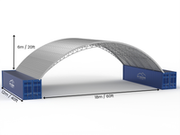 Portée de 18m (60ft) | Auvents en conteneur en acier 60ft de largeur, 20ft de hauteur (18m x 6m)