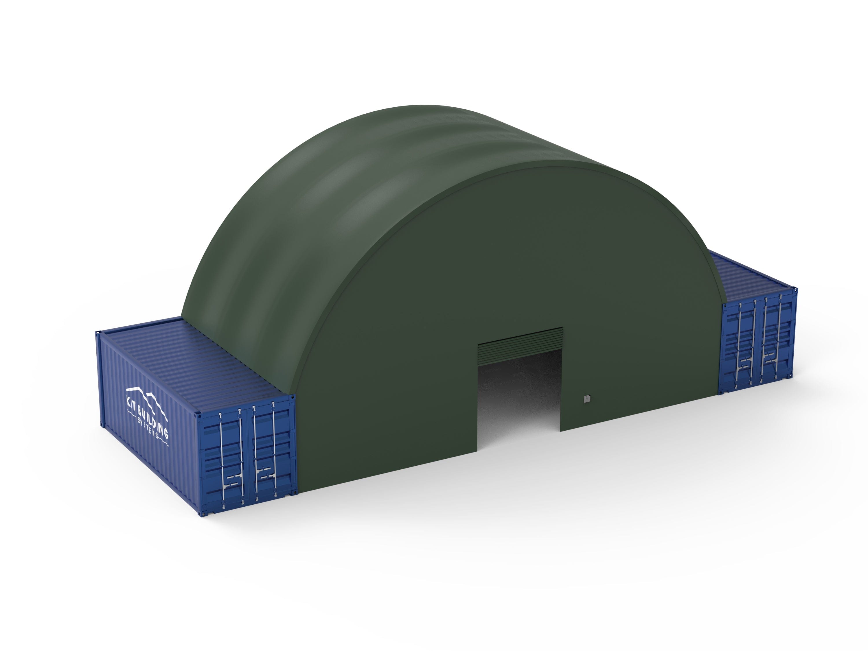 Kit Buildings Container Shelter Military Green / Back & Front Container Shelter - 40ft x 20ft x 15ft (12m x 6m x 4.5m)