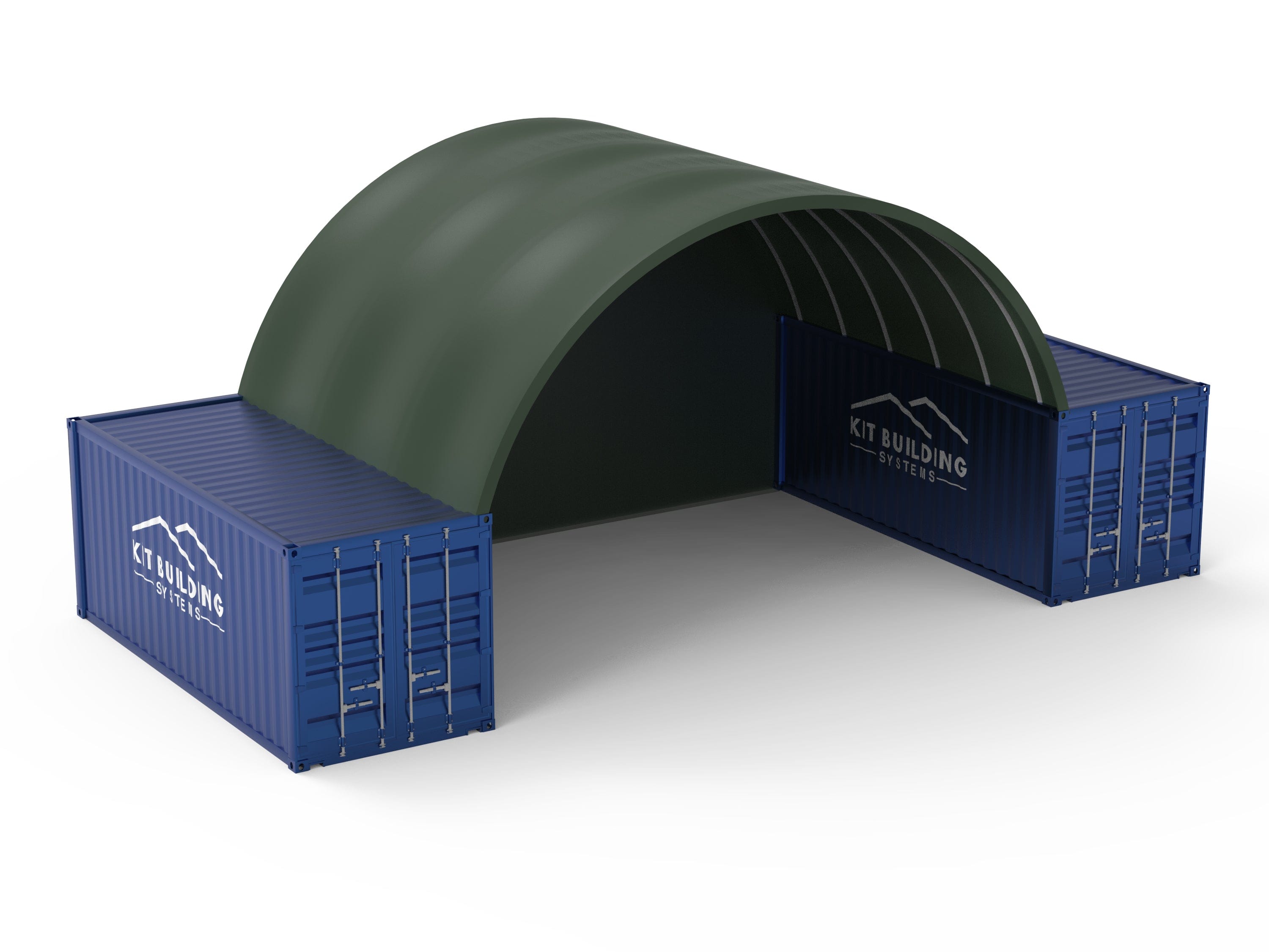 Kit Buildings Military Green / Back Panel Container Shelter - 26ft x 20ft x 10ft (8m x 6m x 3m)